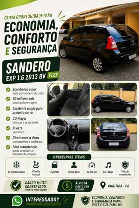 RENAULT SANDERO 1.6 EXPRESSION 8V FLEX 4P MANUAL RENAULT SANDERO 1.6 EXPRESSION 8V FLEX 4P MANUAL